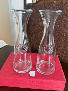 2 Vintage Misura Roma 1 Litre Glass Wine/Water Carafes / Decanters Italy #1